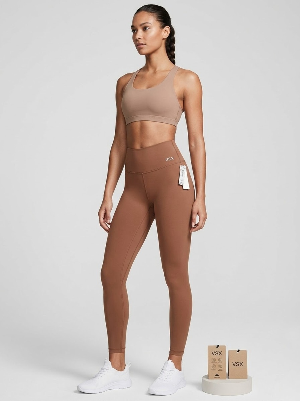 VSX Victoria's Secret Elevate High Rise Leggings Large Brown Camel NWT 25"